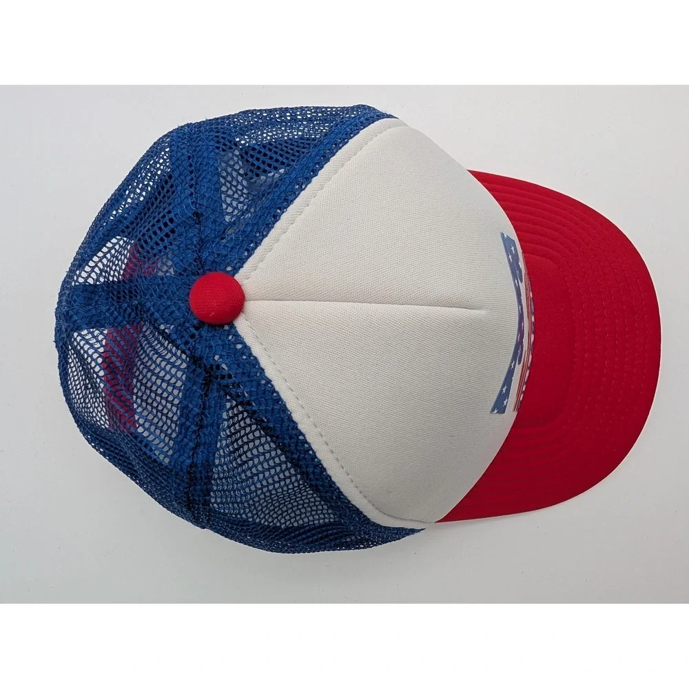 Billabong Kids Trucker Hat Red White Blue Stars Stripes Logo Snapback Mesh Cap